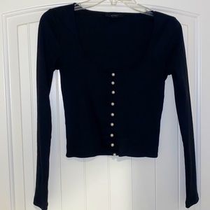 Forever 21 Black Pearl Button Croptop